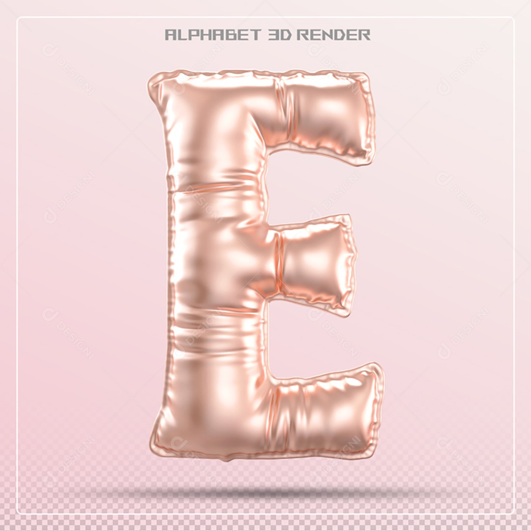 Elemento 3D Letra E Rosa Para Composição PSD