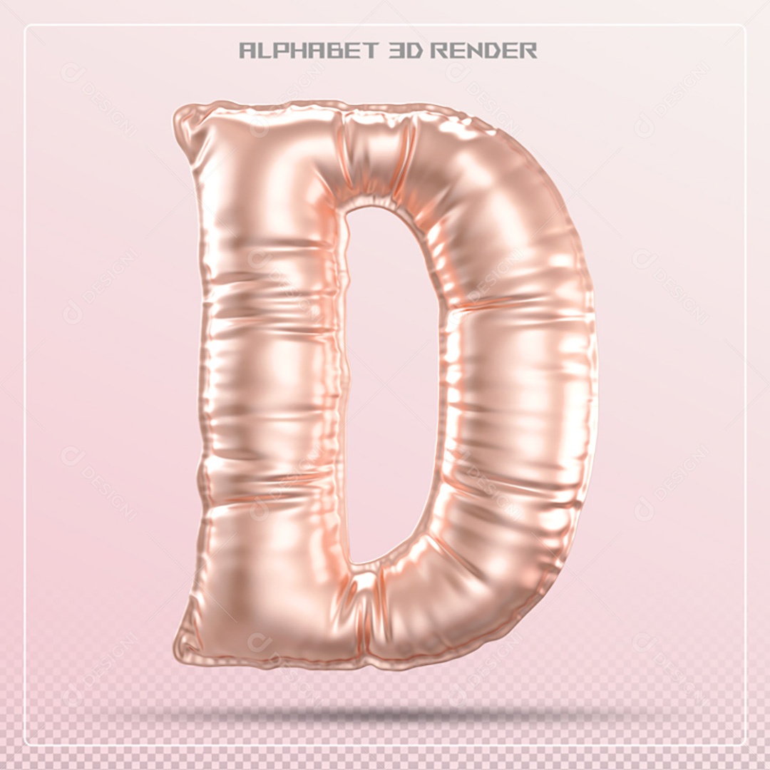 Elemento 3D Letra D Rosa Para Composição PSD
