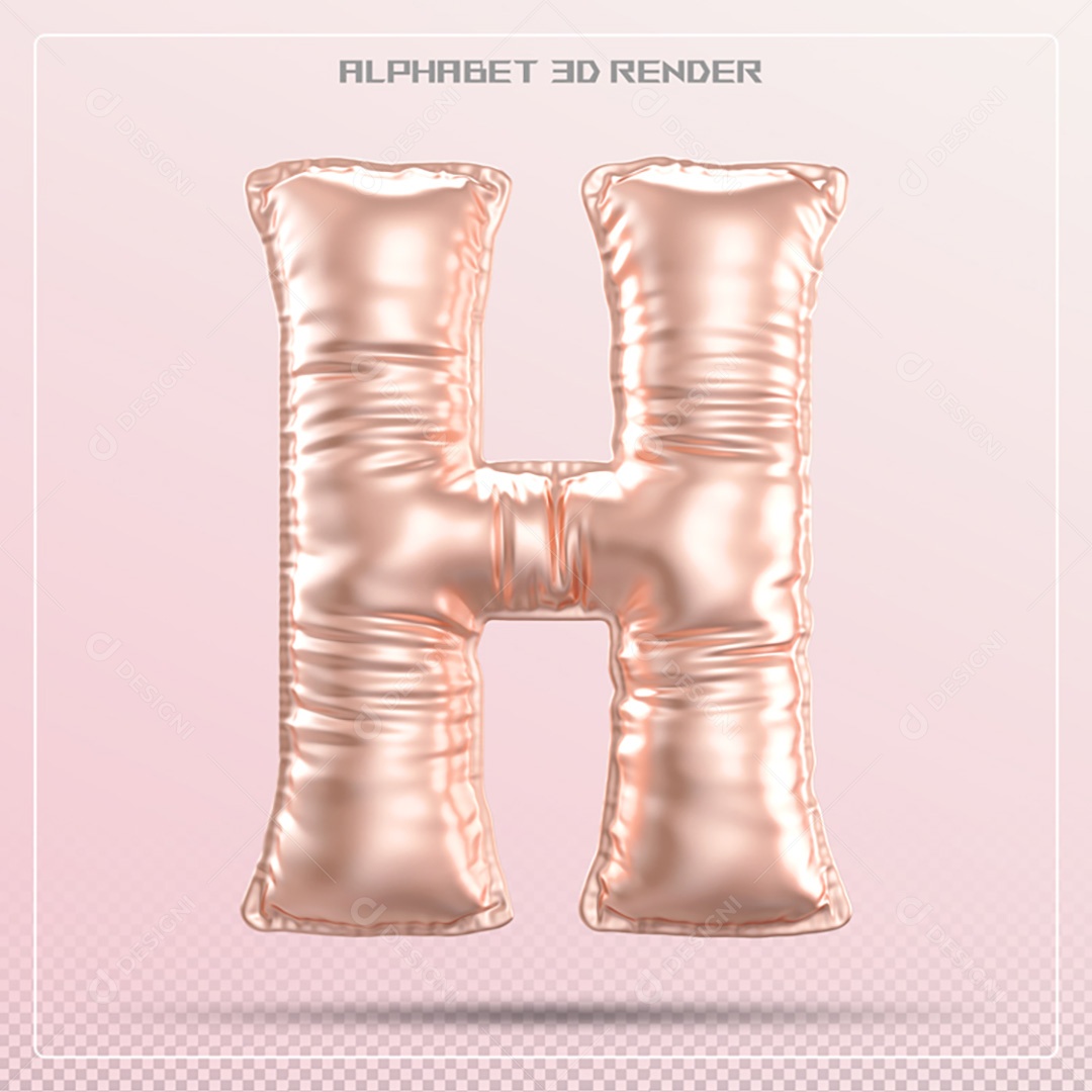 Elemento 3D Letra H Rosa Para Composição PSD