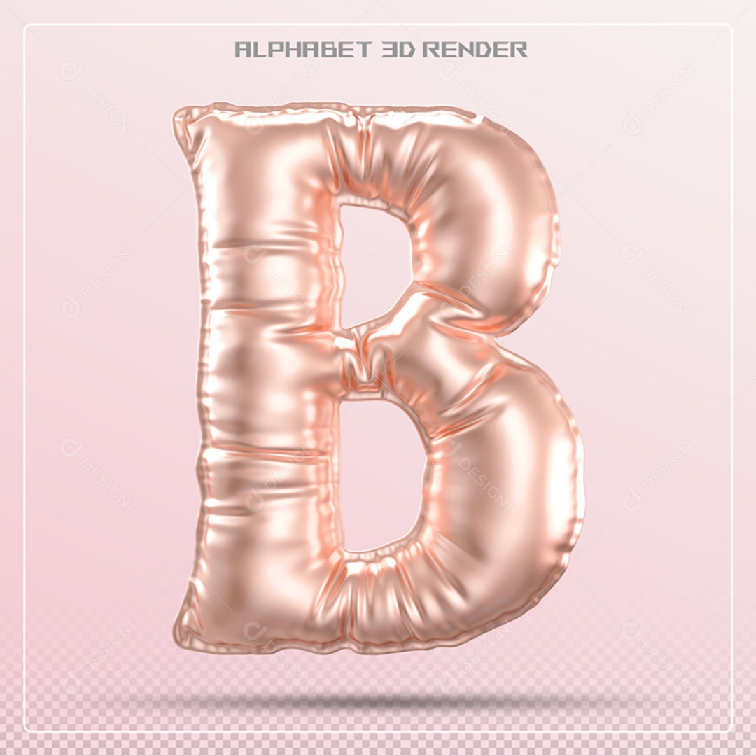 Elemento 3D Letra B Rosa Para Composição PSD