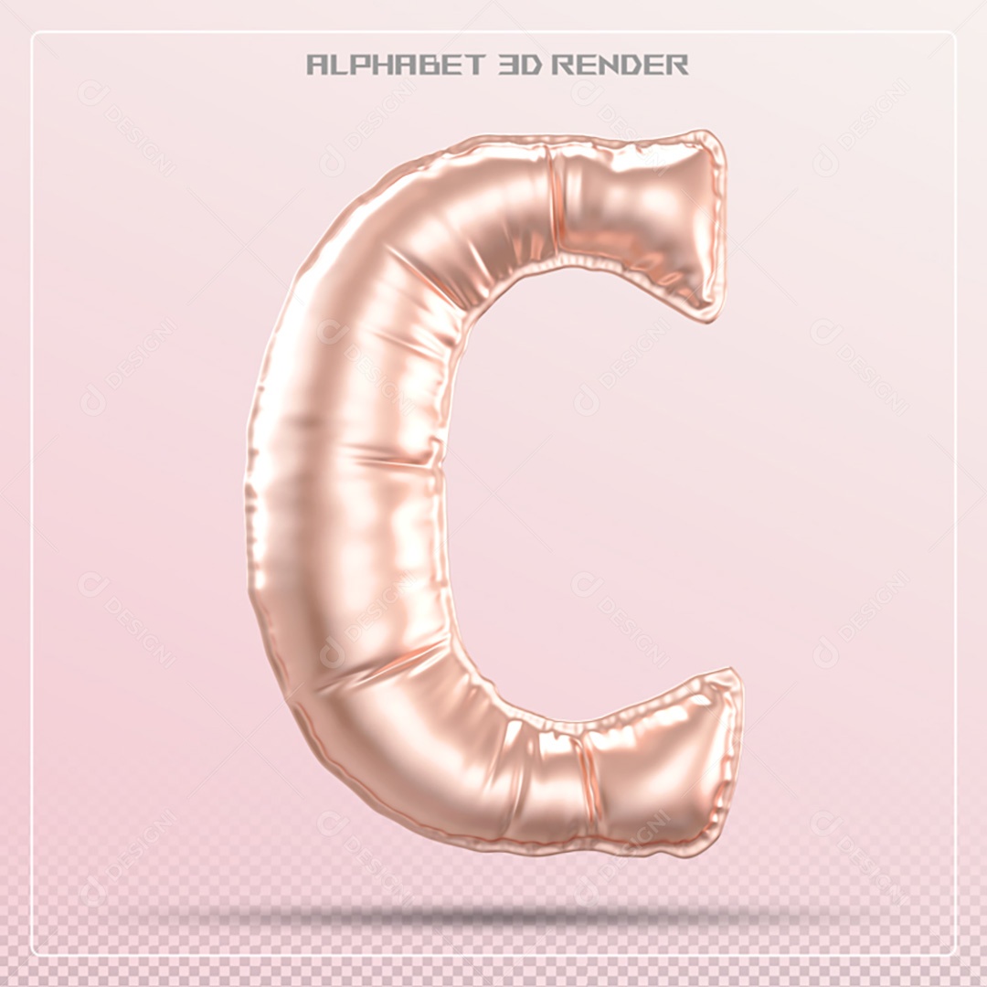 Elemento 3D Letra C Rosa Para Composição PSD