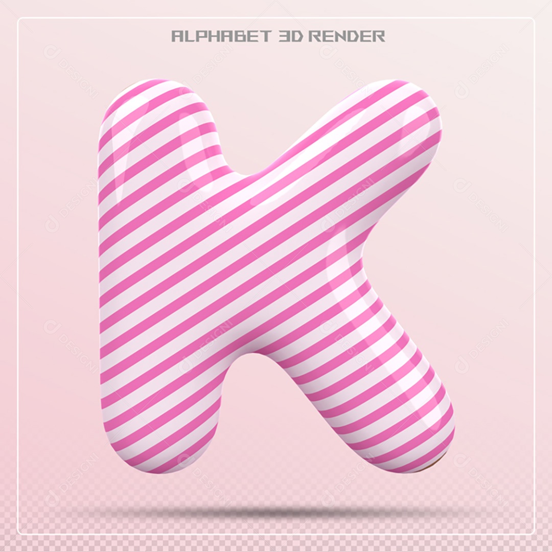 Elemento 3D Letra K Colorida Para Composição PSD