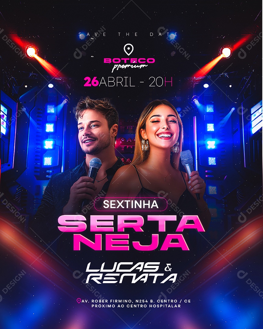 Flyer Sextinha Sertaneja Lucas e Renata Social Media PSD Editável