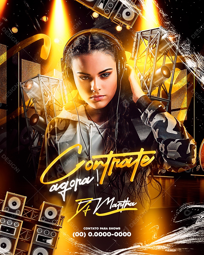 Flyer Contrate Agora DJ Martha Social Media PSD Editável