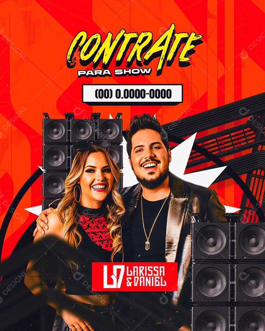 Flyer Contrate para Show Larissa e Daniel Social Media PSD Editável