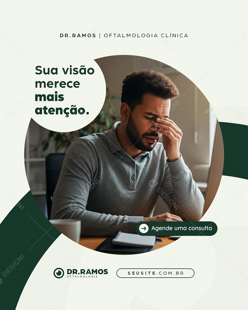 Oftalmologia Clínica Sua Visão Merece Mais Atenção Social Media PSD Editável
