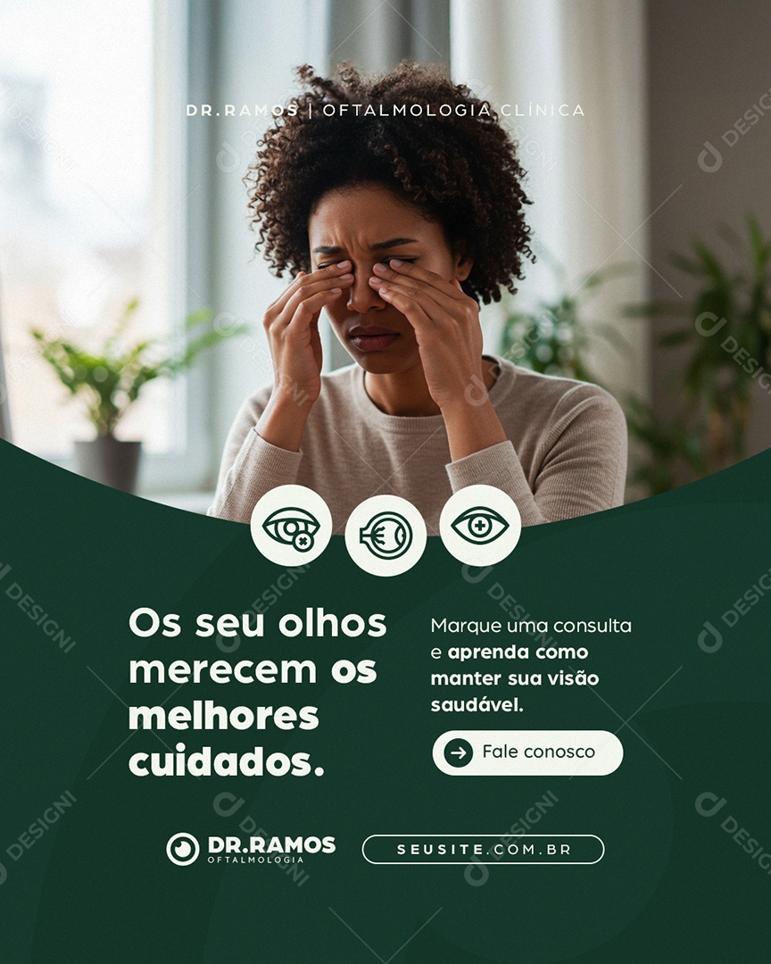 Oftalmologia Clínica Os Seus Olhos Merecem os Melhores Cuidados Social Media PSD Editável