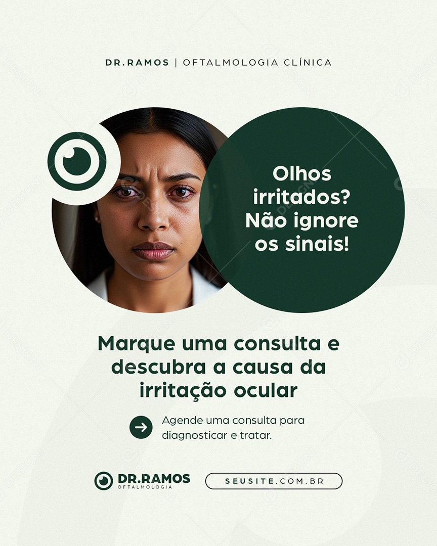 Oftalmologia Clínica Olhos Irritados Social Media PSD Editável