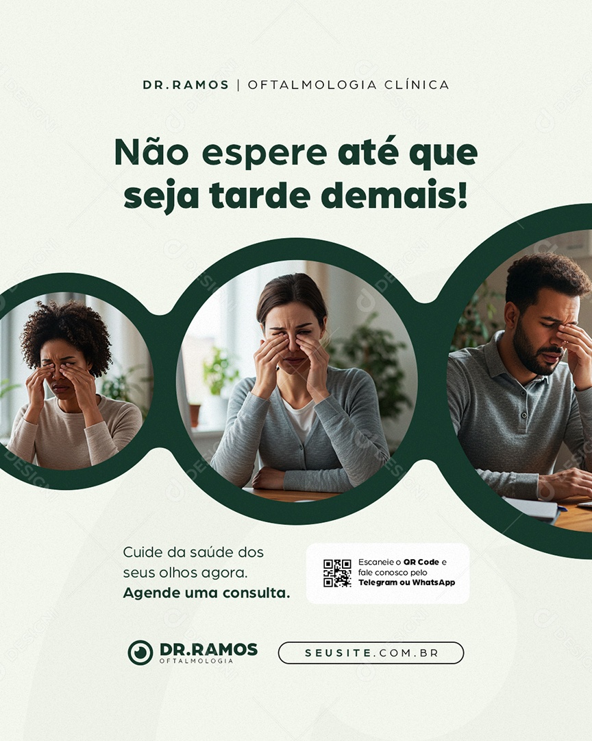 Oftalmologia Clínica Não Espere Até Que Seja Tarde Demais Social Media PSD Editável
