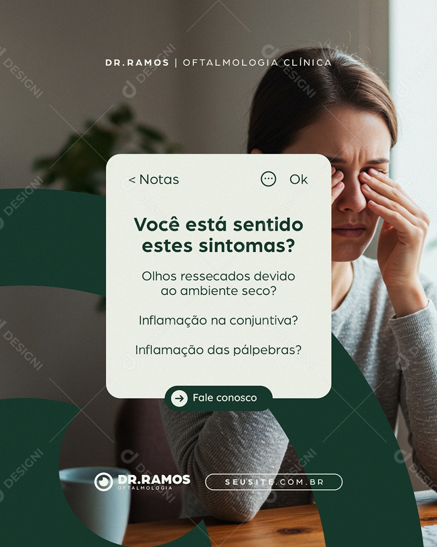 Oftalmologia Clínica Você Está Sentindo Estes Sintomas Social Media PSD Editável