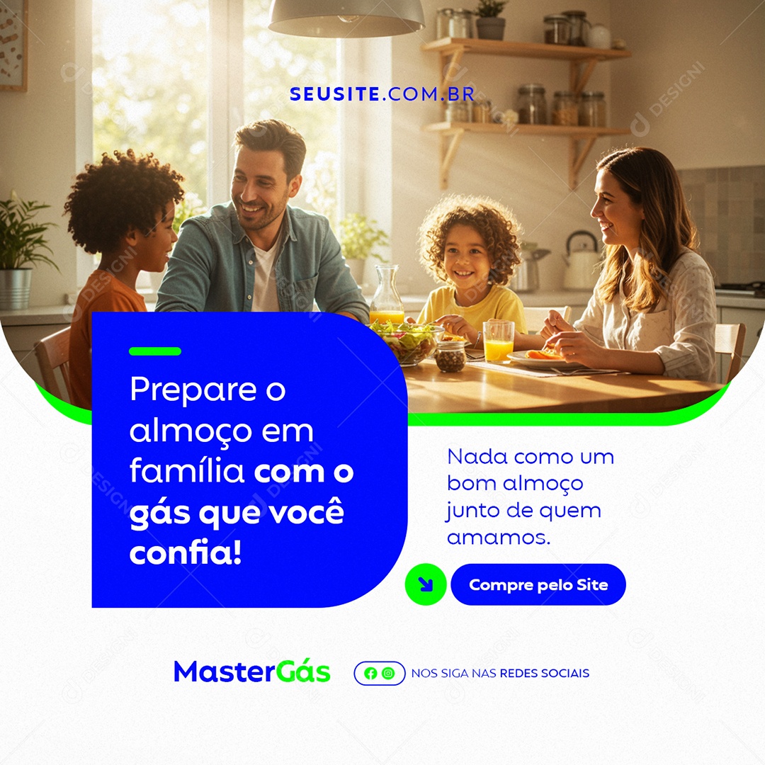 Distribuidora de Gás Prepare a Almoço em Família Social Media PSD Editável