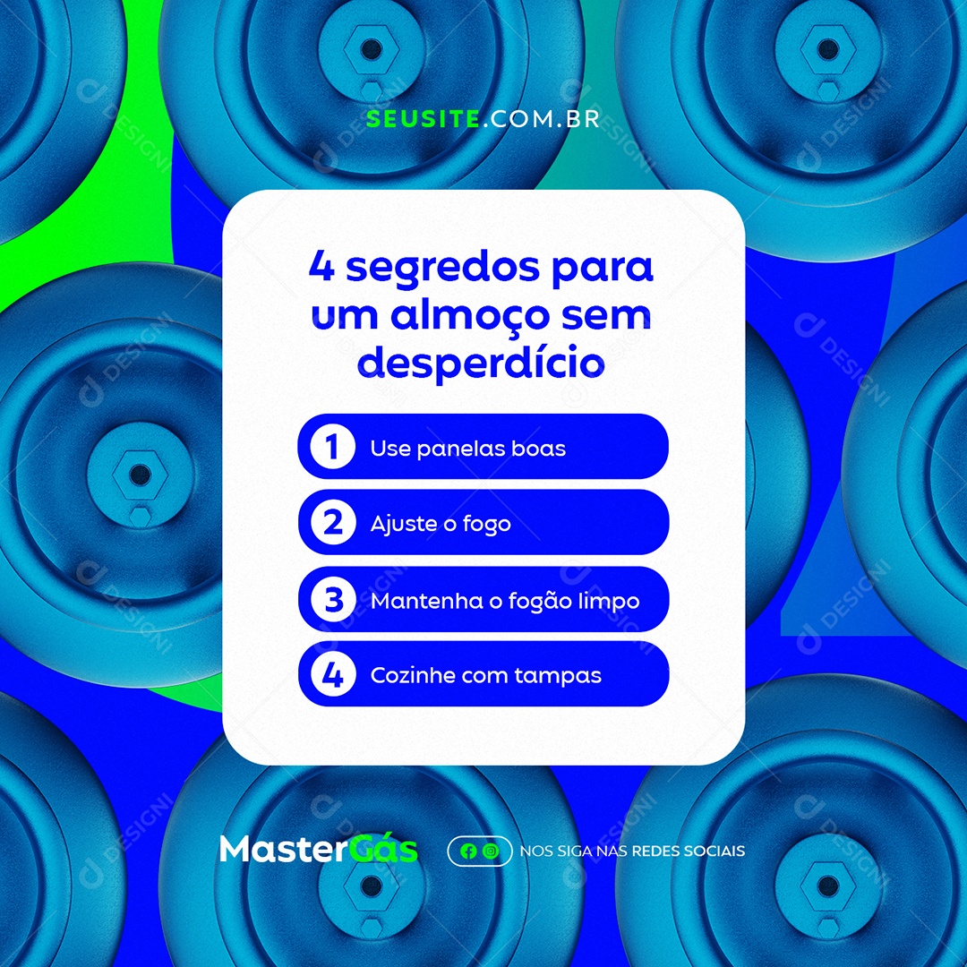 Distribuidora de Gás Quatro Segredos para Um Almoço Sem Desperdício Social Media PSD Editável