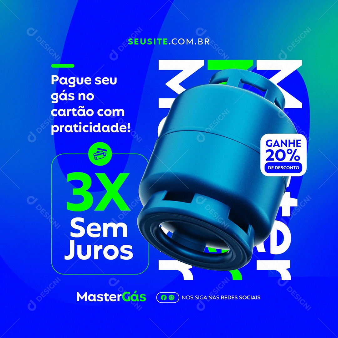 Distribuidora de Gás Pague seu Gás no Cartão com Praticidade Social Media PSD Editável