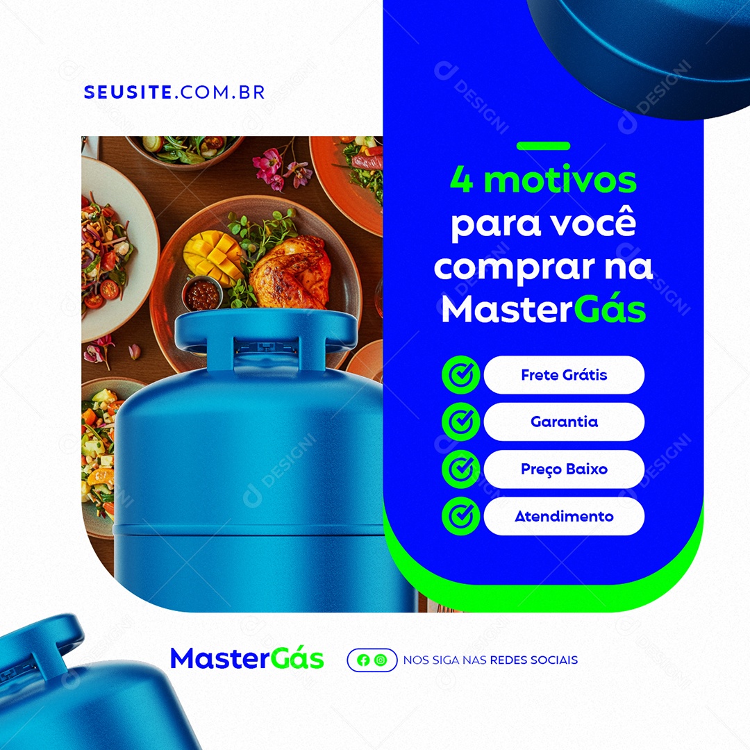 Distribuidora de Gás Quatro Motivos Social Media PSD Editável