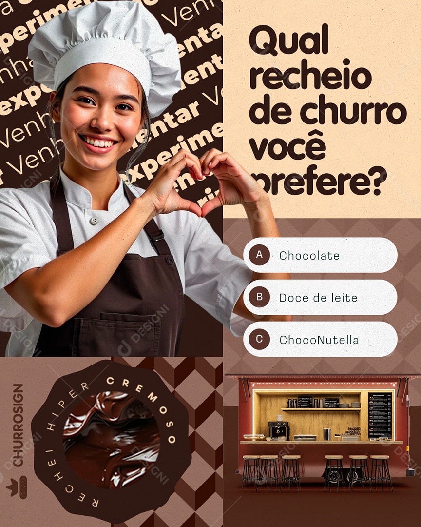 Churros Lanche Qual Recheio de Churro Você Prefere Social Media PSD Editável
