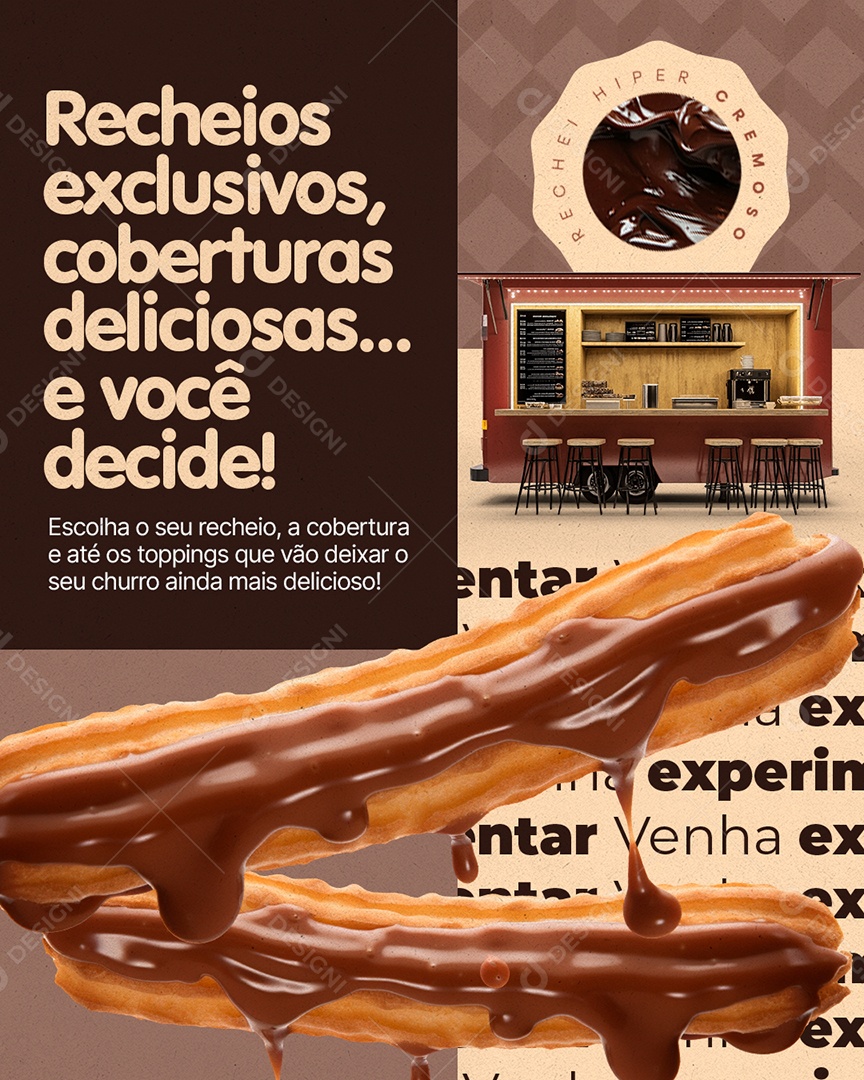 Churros Lanche Recheios Exclusivos Social Media PSD Editável