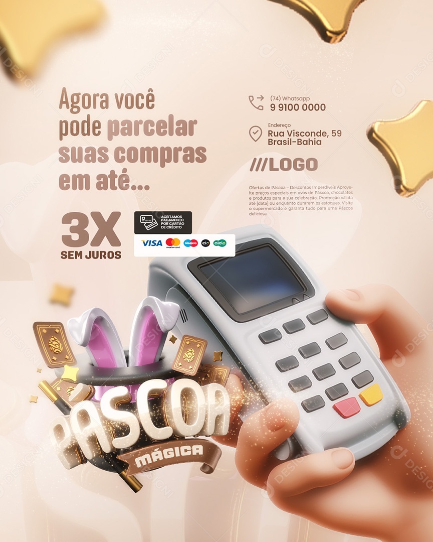 Páscoa Mágica Supermercado Agora Você Pode Parcelar suas Compras Social Media PSD Editável