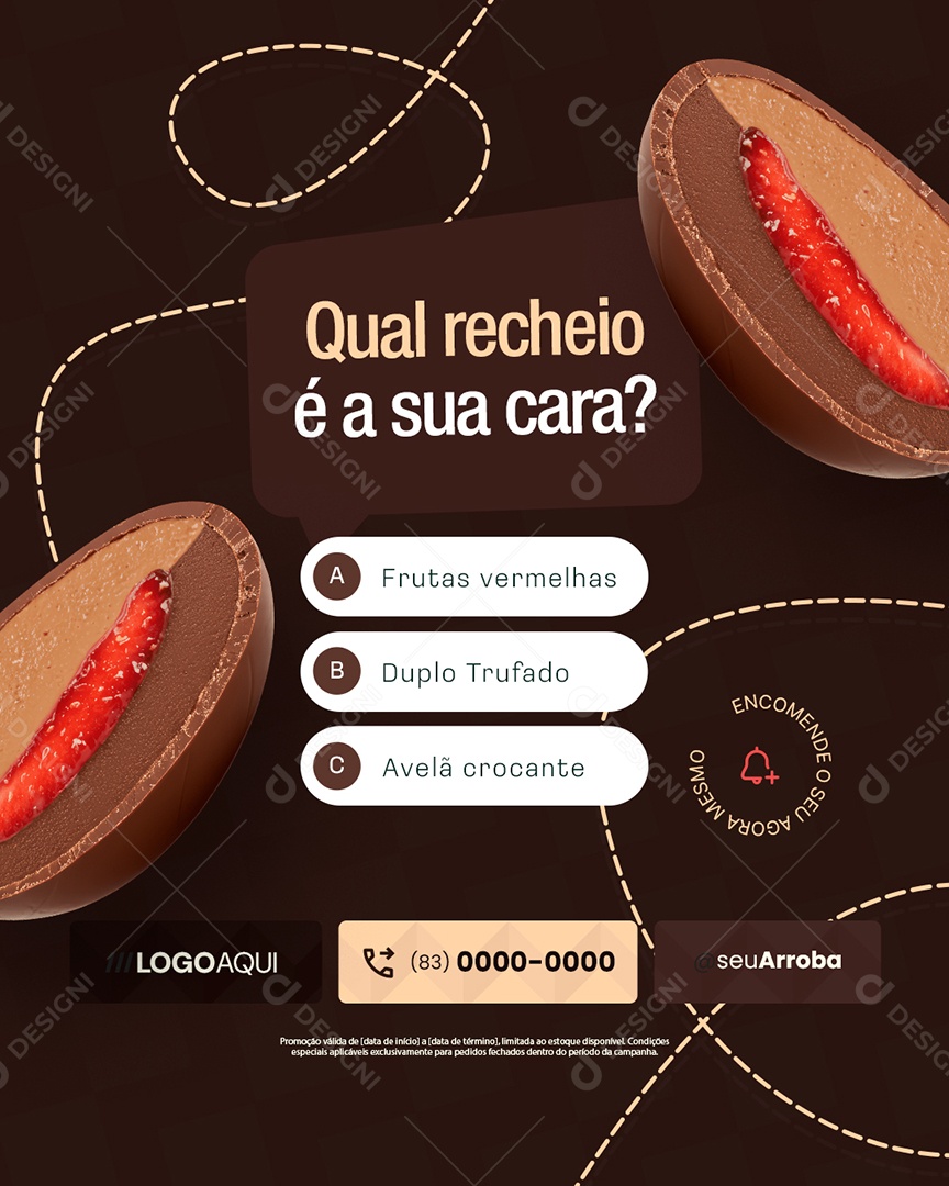 Chocolateria Ovos de Páscoa Qual Recheio é a Sua Cara Social Media PSD Editável