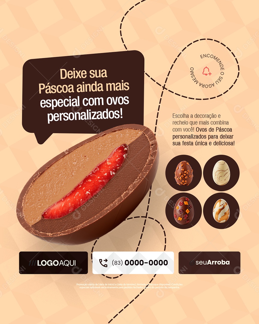 Chocolateria Páscoa Ovos Personalizados Social Media PSD Editável