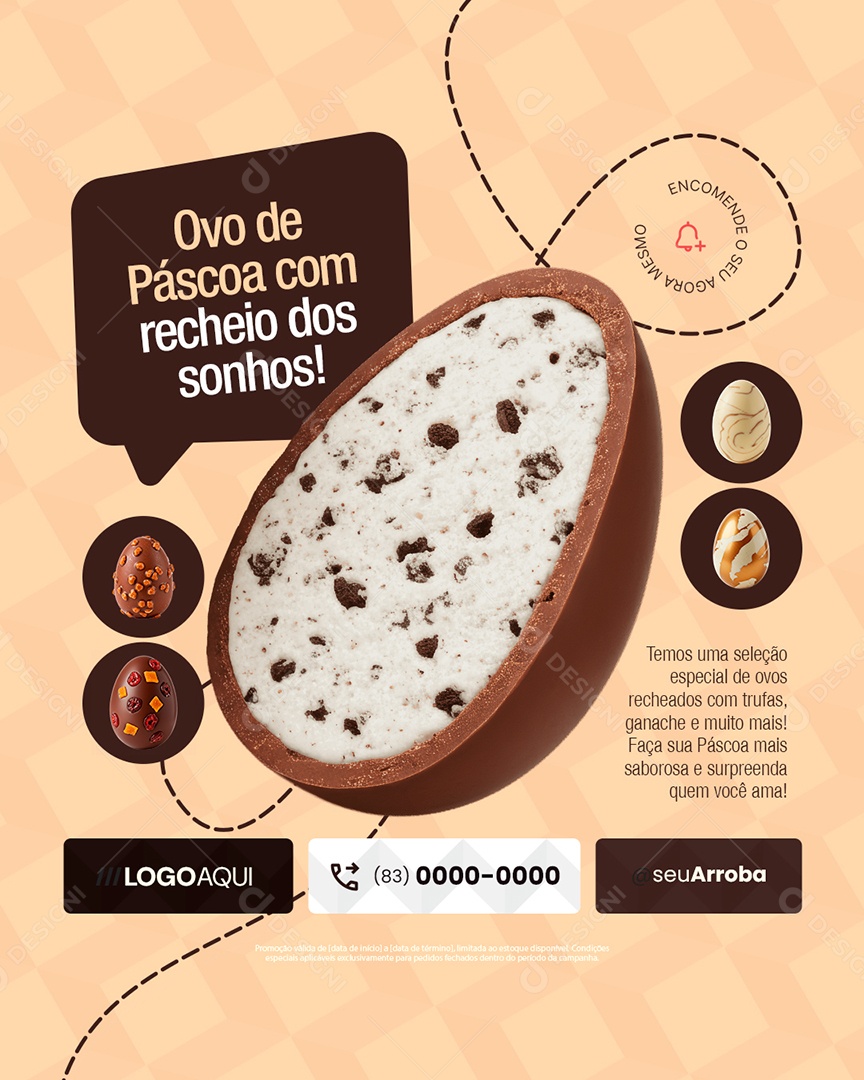 Chocolateria Ovo de Páscoa com Recheio dos Sonhos Social Media PSD Editável