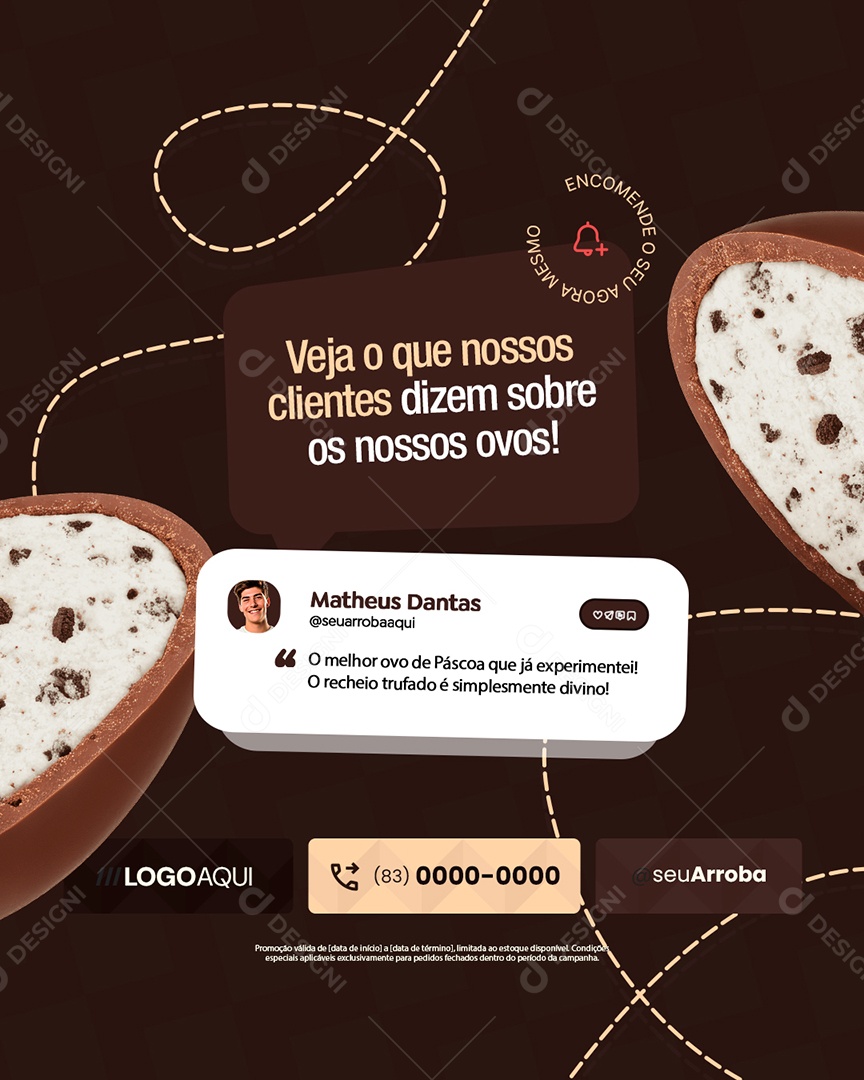 Chocolateria Feedback Ovos de Páscoa Social Media PSD Editável