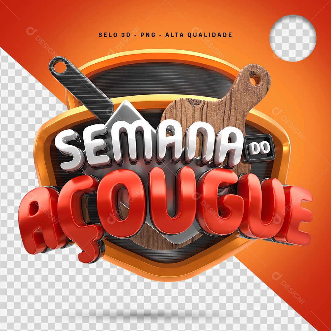 Semana do Açougue Selo 3D para Composição PSD