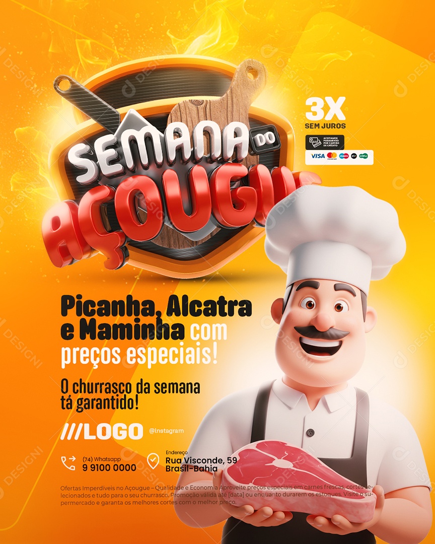 Semana do Açougue Picanha Alcatra e Maminha Social Media PSD Editável
