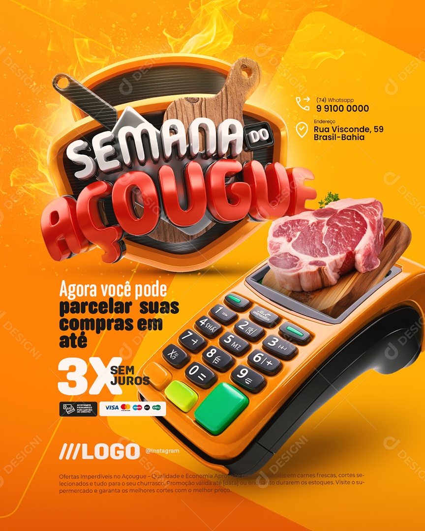 Semana do Açougue Agora Você Pode Parcelar Social Media PSD Editável