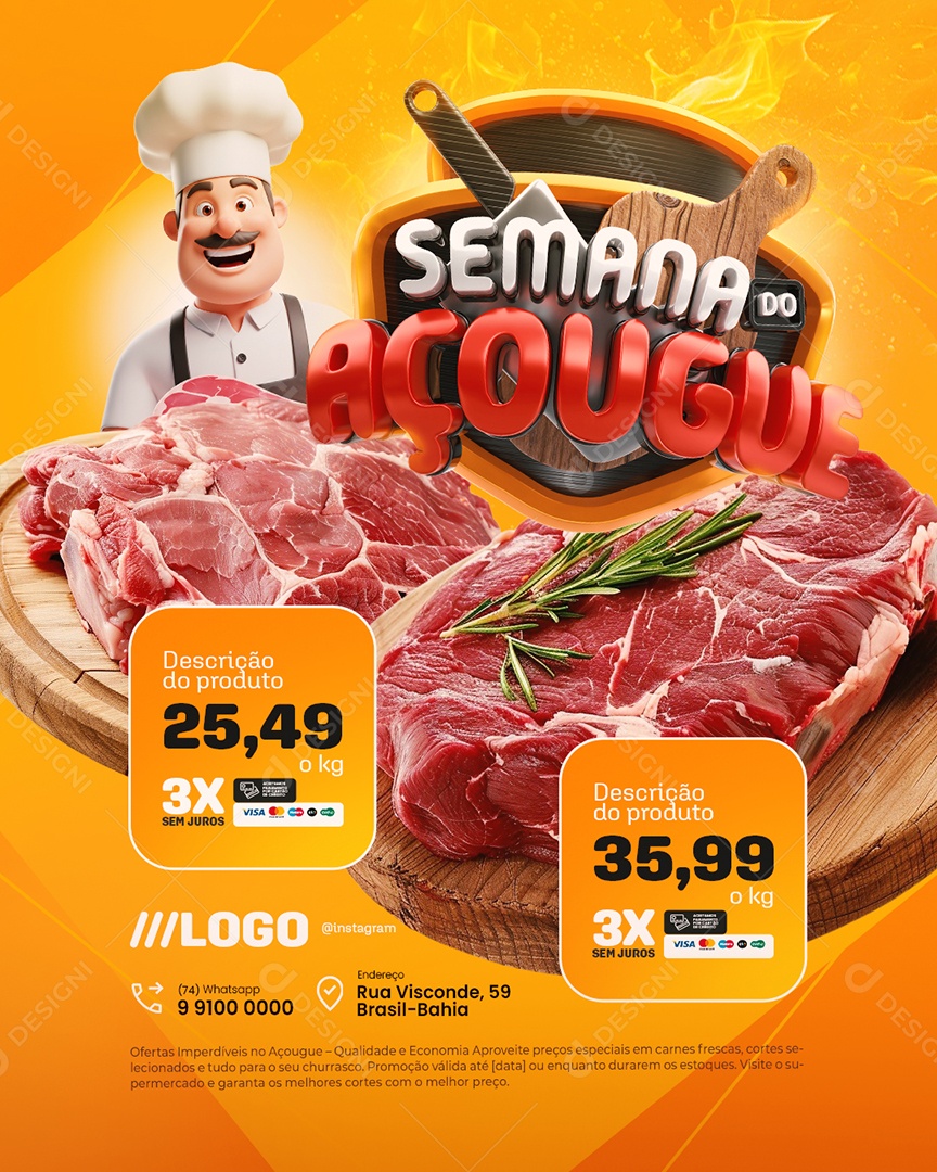 Semana do Açougue Carne Social Media PSD Editável