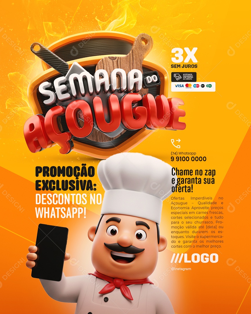Semana do Açougue Promoção Exclusiva Social Media PSD Editável