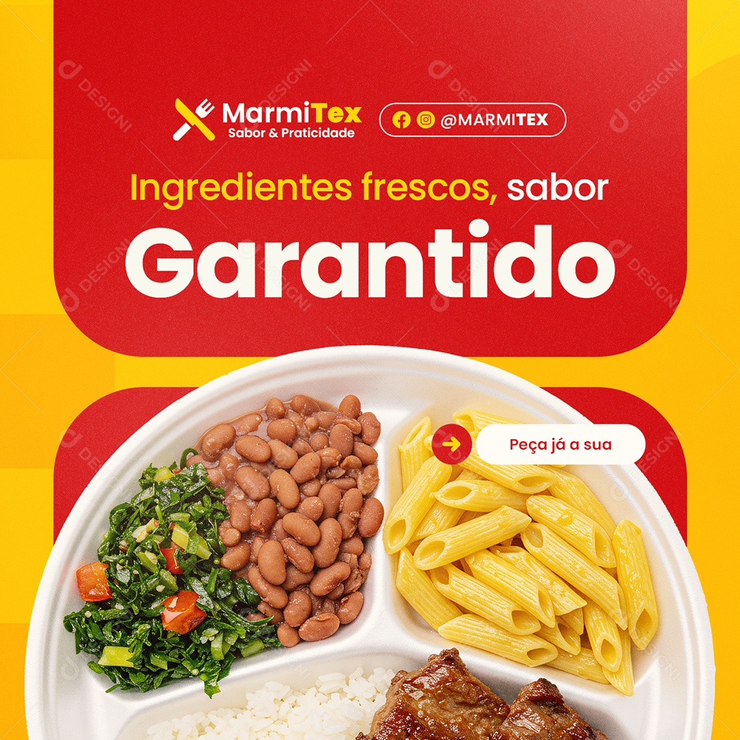 Marmita Ingredientes Frescos Sabor Garantido Social Media PSD Editável