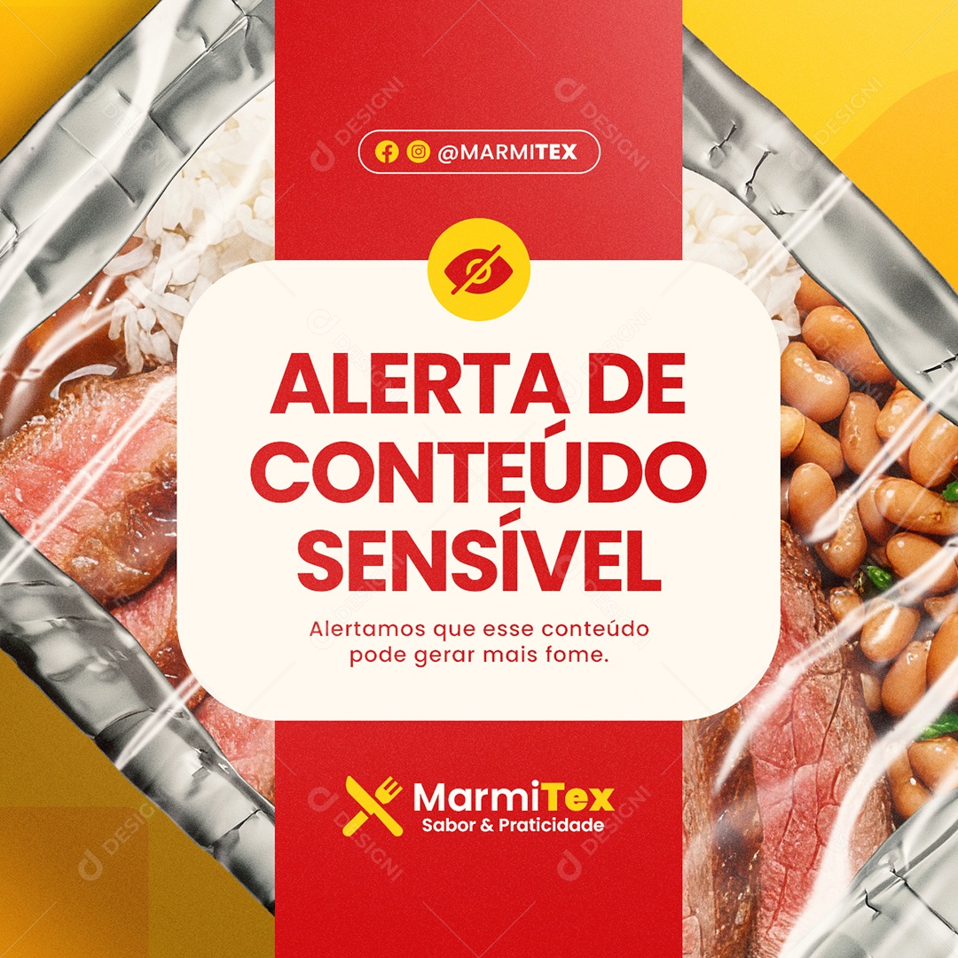 Marmita Alerta de Conteúdo Sensível Social Media PSD Editável