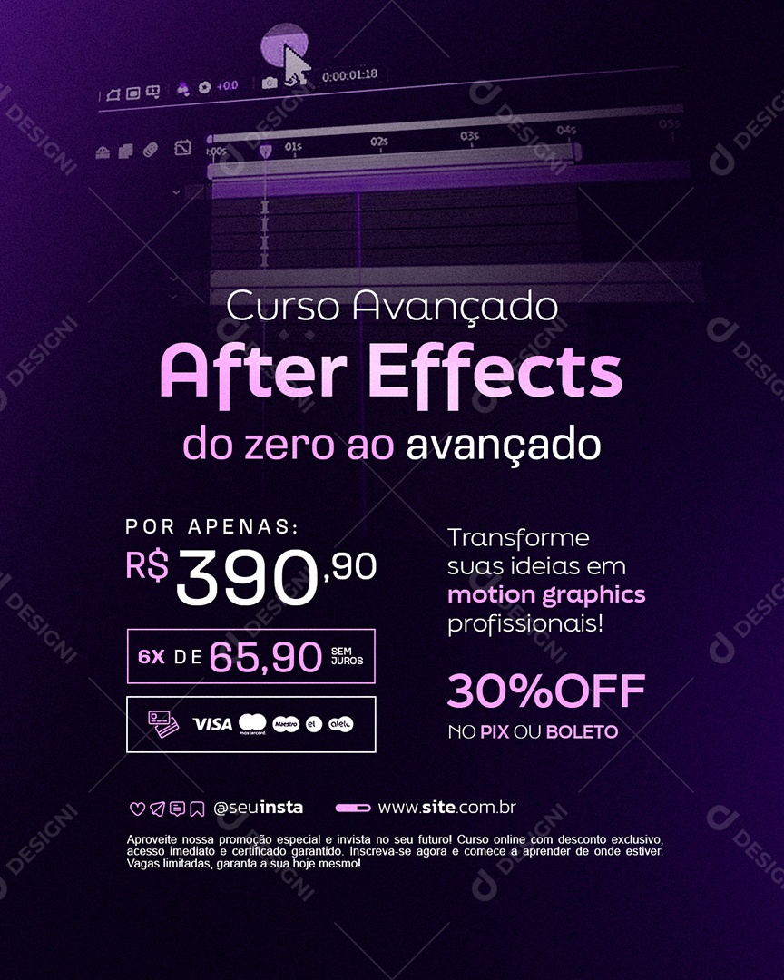Curso Avançado After Effects do Zero ao Avançado Social Media PSD Editável