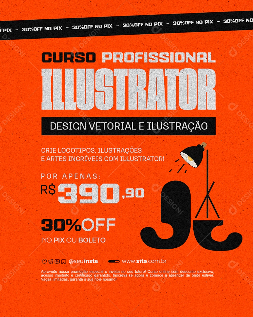 Curso Profissional Illustrator Social Media PSD Editável
