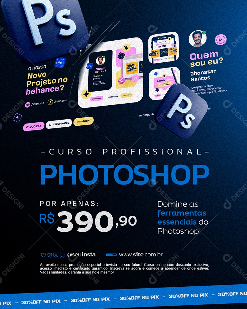 Curso Profissional Photoshop Social Media PSD Editável