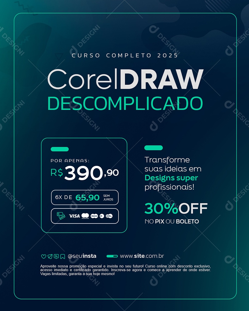 Curso Completo 2025 Core Draw Descomplicado Social Media PSD Editável