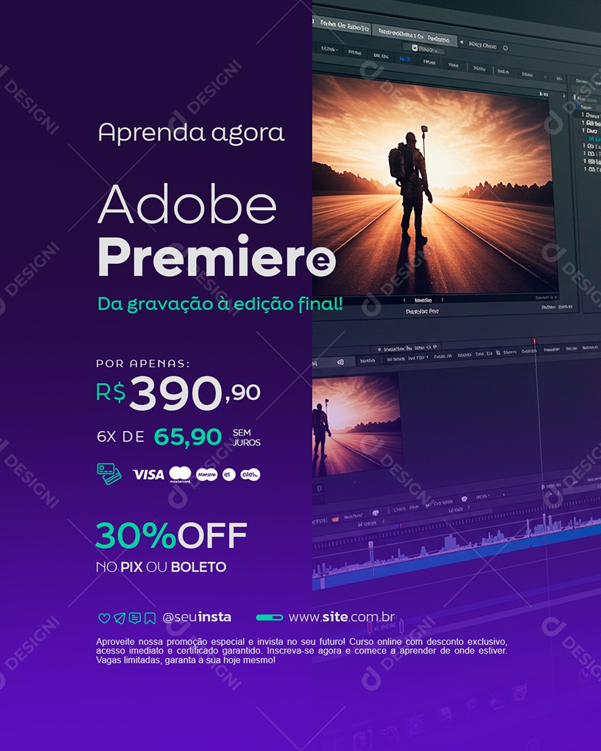 Curso Aprenda Agora Adobe Premiero Social Media PSD Editável