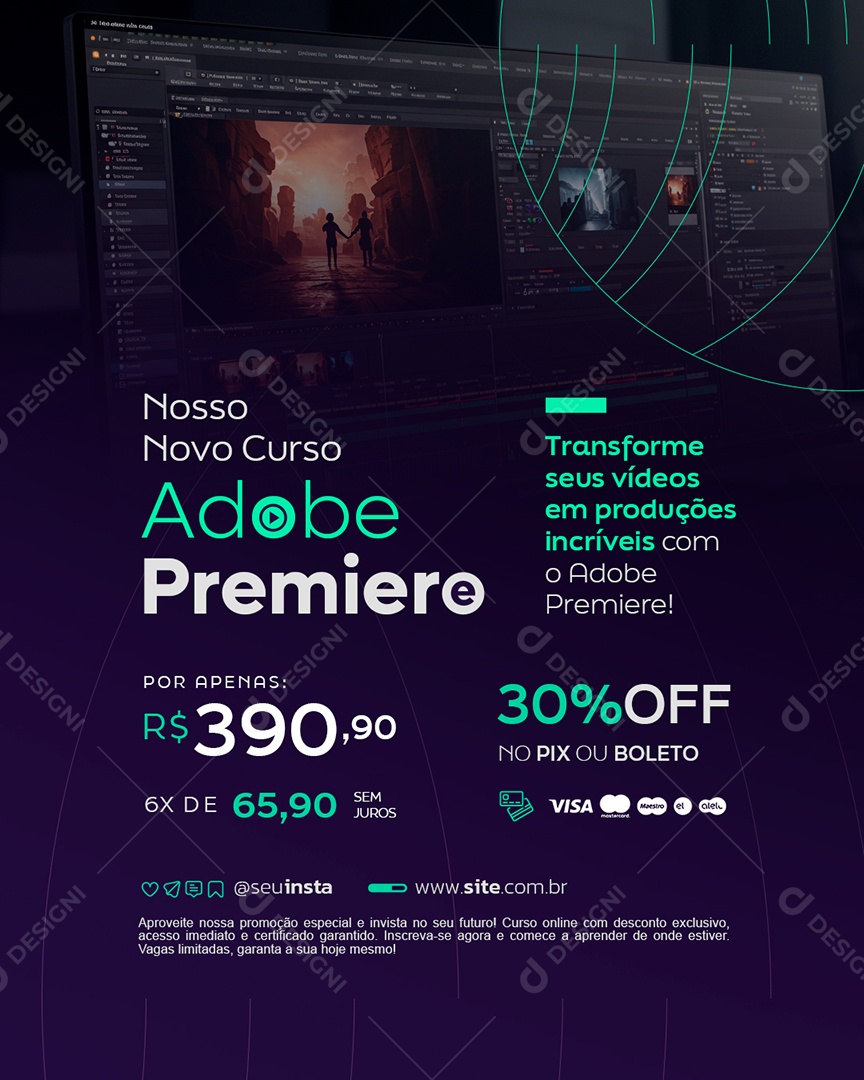 Nosso Novo Curso Adobe Premiero Social Media PSD Editável