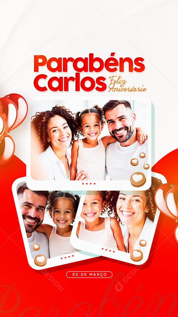 Story Feliz Aniversário Parabéns Carlos Social Media PSD Editável