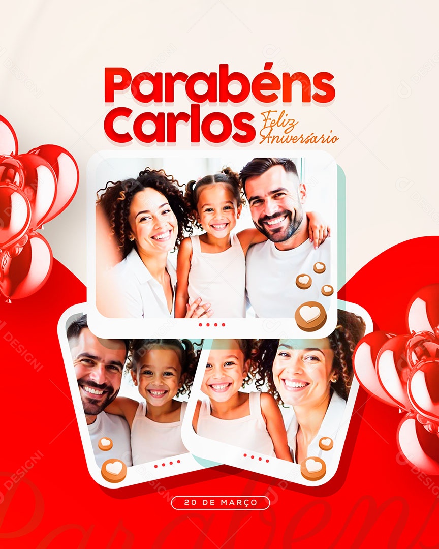 Feliz Aniversário Parabéns Carlos Social Media PSD Editável