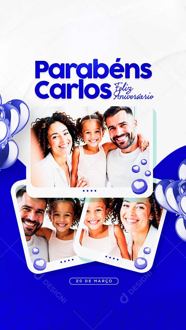 Story Feliz Aniversário Parabéns Carlos Social Media PSD Editável