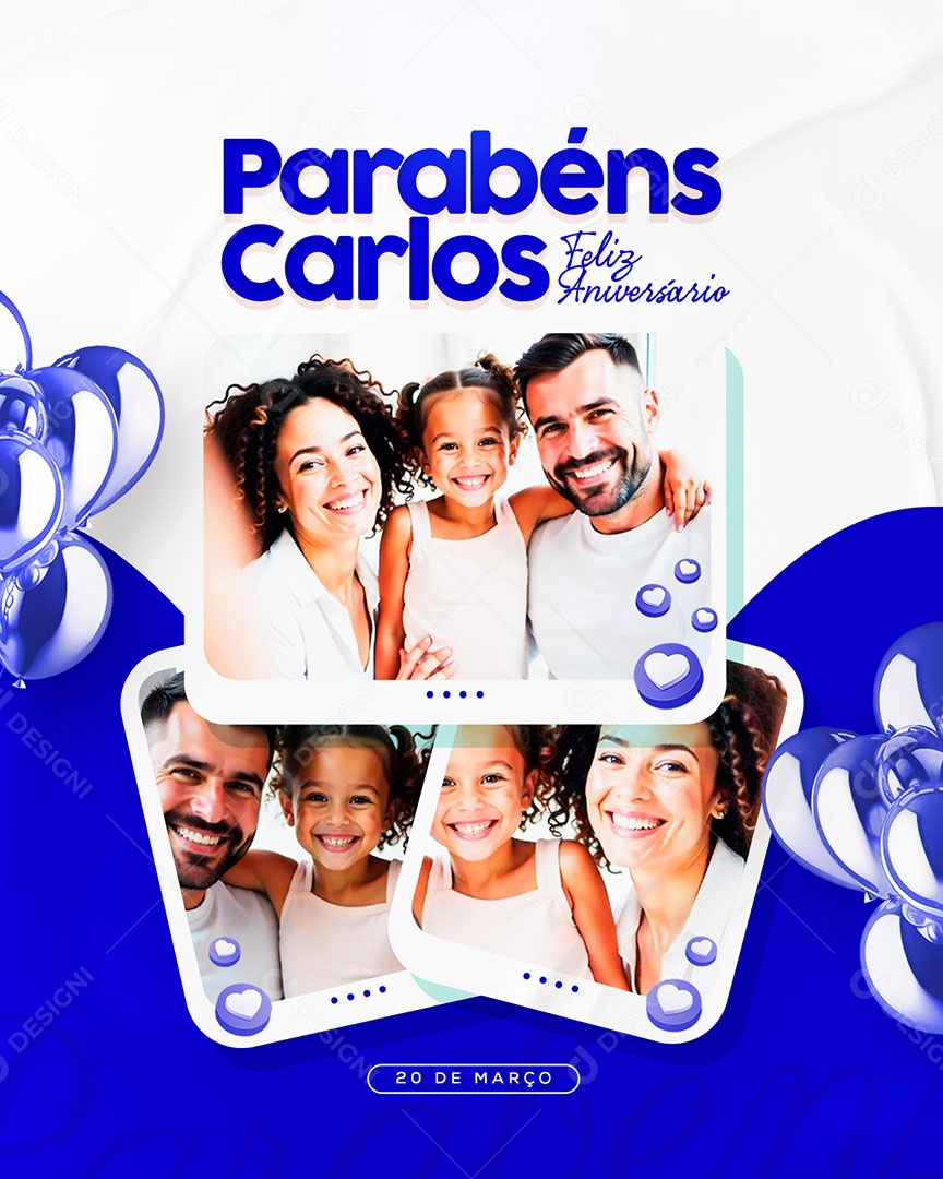 Feliz Aniversário Parabéns Carlos Social Media PSD Editável