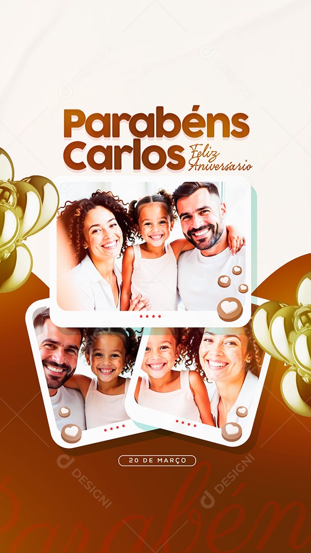 Story Feliz Aniversário Parabéns Carlos Social Media PSD Editável