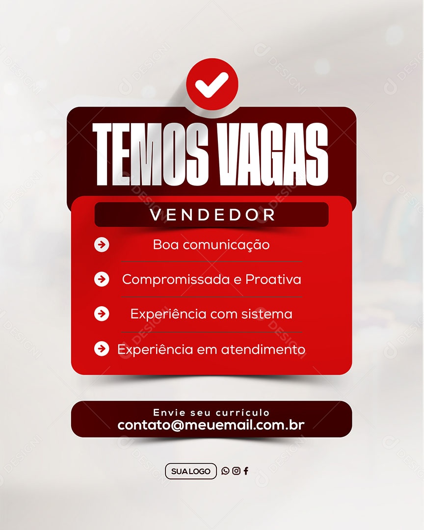 Temos Vagas Social Media PSD Editável