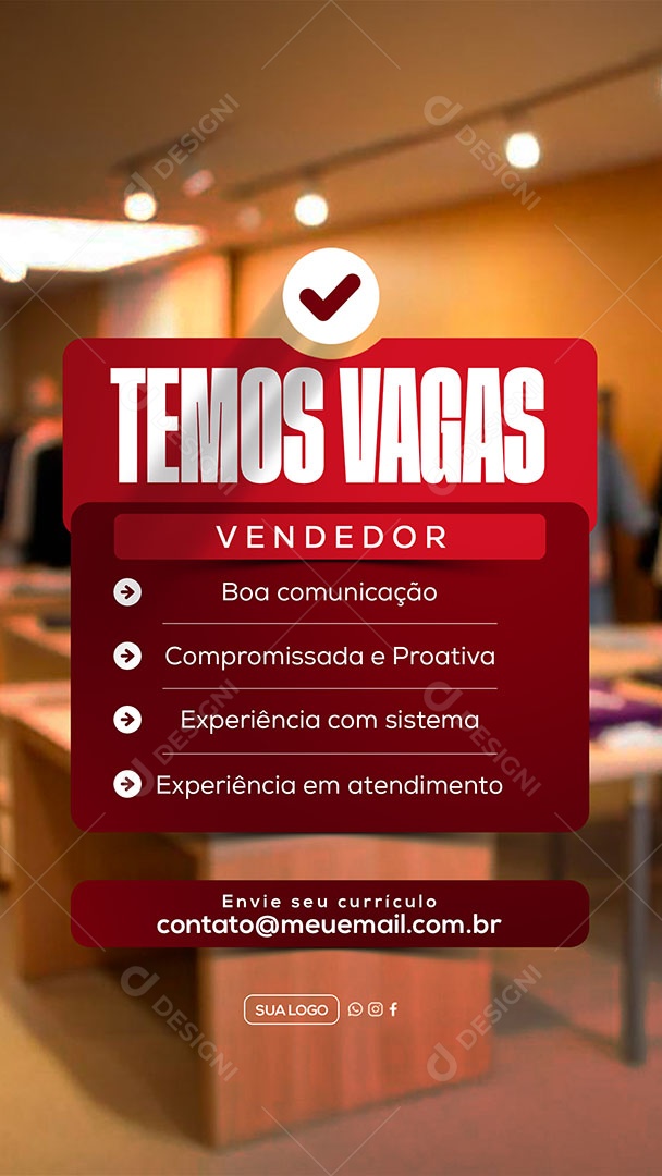 Story Temos Vagas Social Media PSD Editável