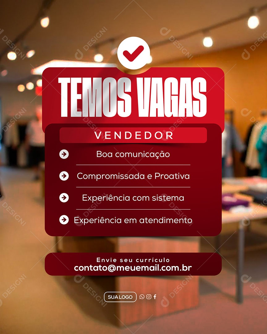 Temos Vagas Social Media PSD Editável