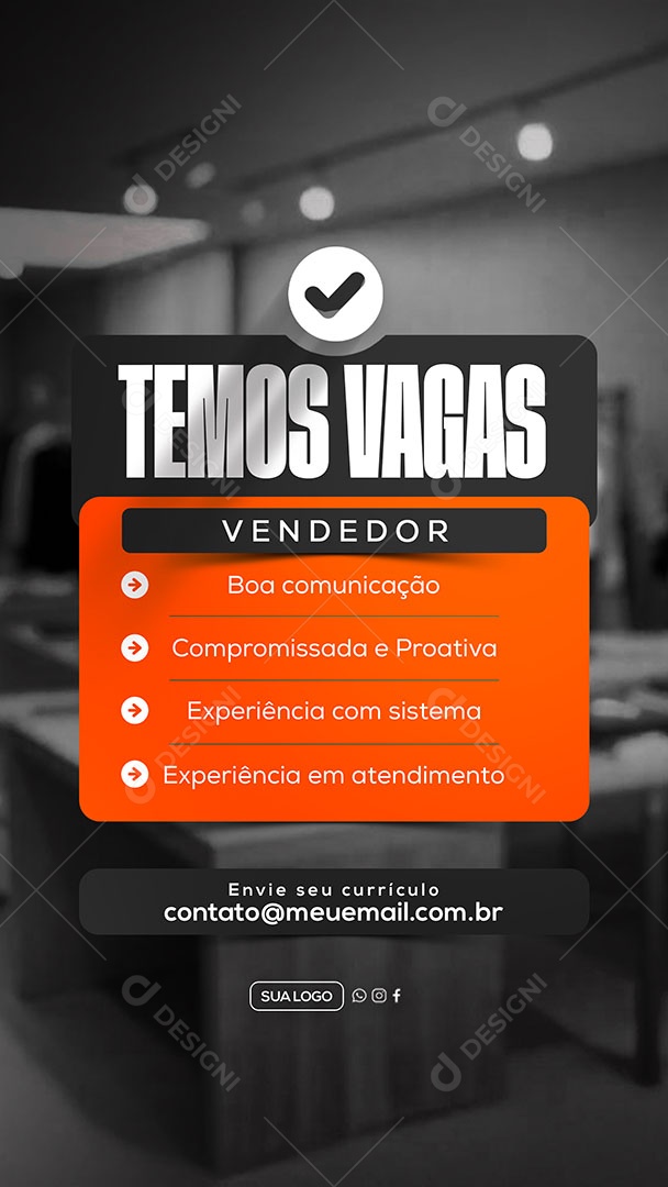 Story Temos Vagas Social Media PSD Editável