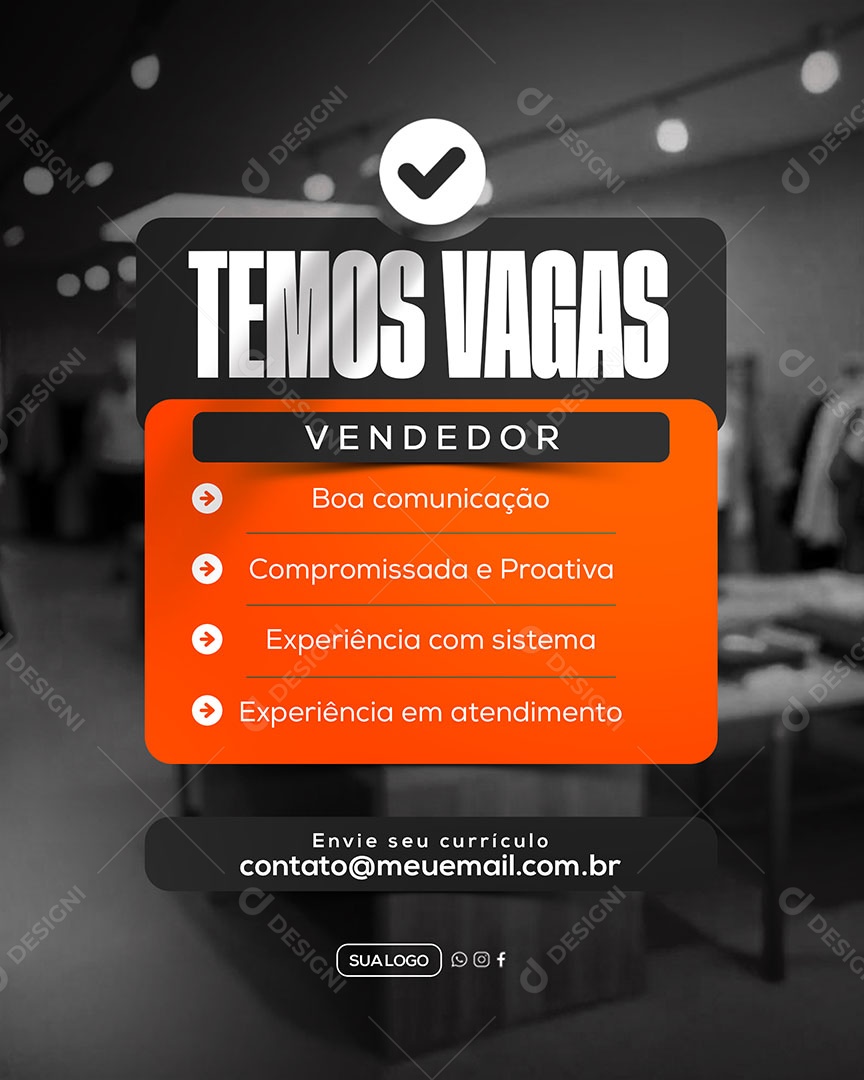 Temos Vagas Social Media PSD Editável