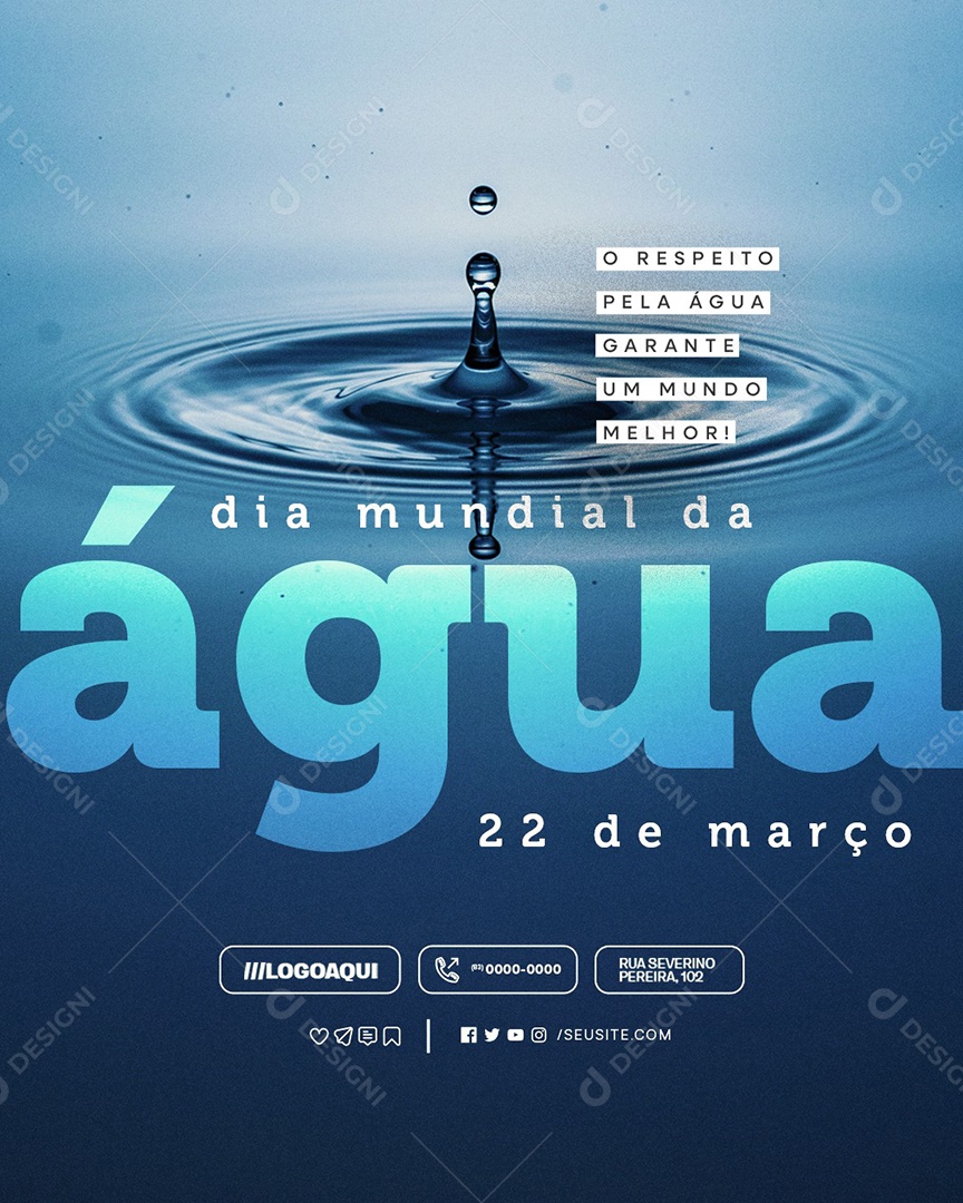 Dia Mundial da Água 22 de Março Social Media PSD Editável