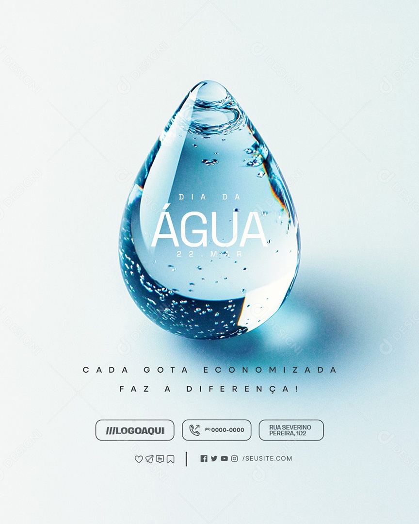 Dia da Água 22 de Março Social Media PSD Editável